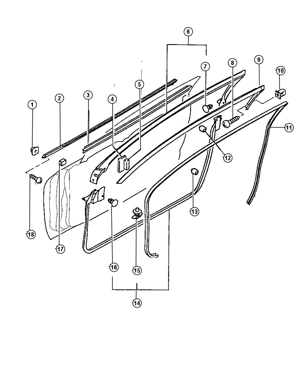 Diagram Door, Front Weatherstrips. for your Chrysler 300  M