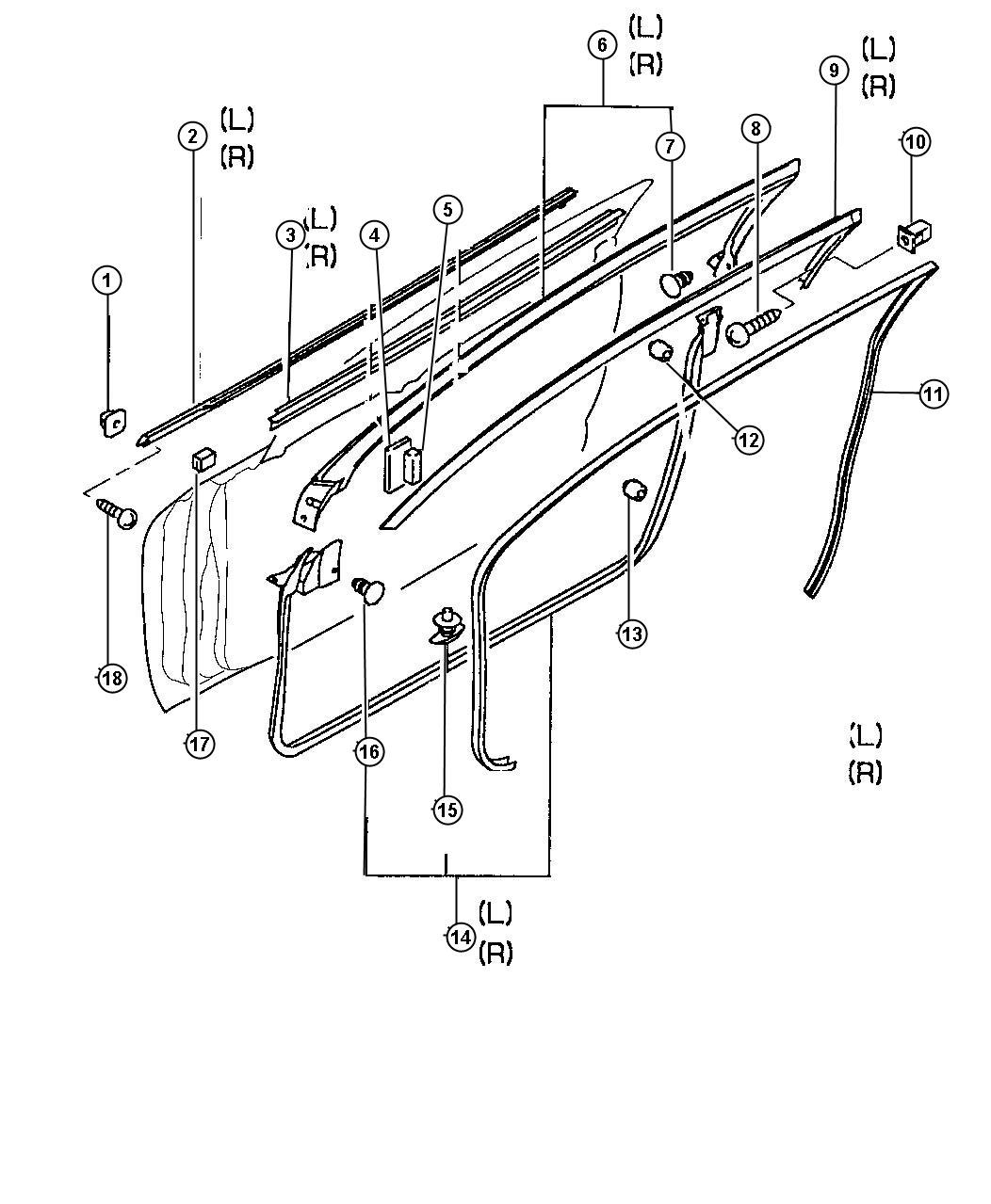 Diagram Door, Front Weatherstrips. for your Chrysler 300 M 