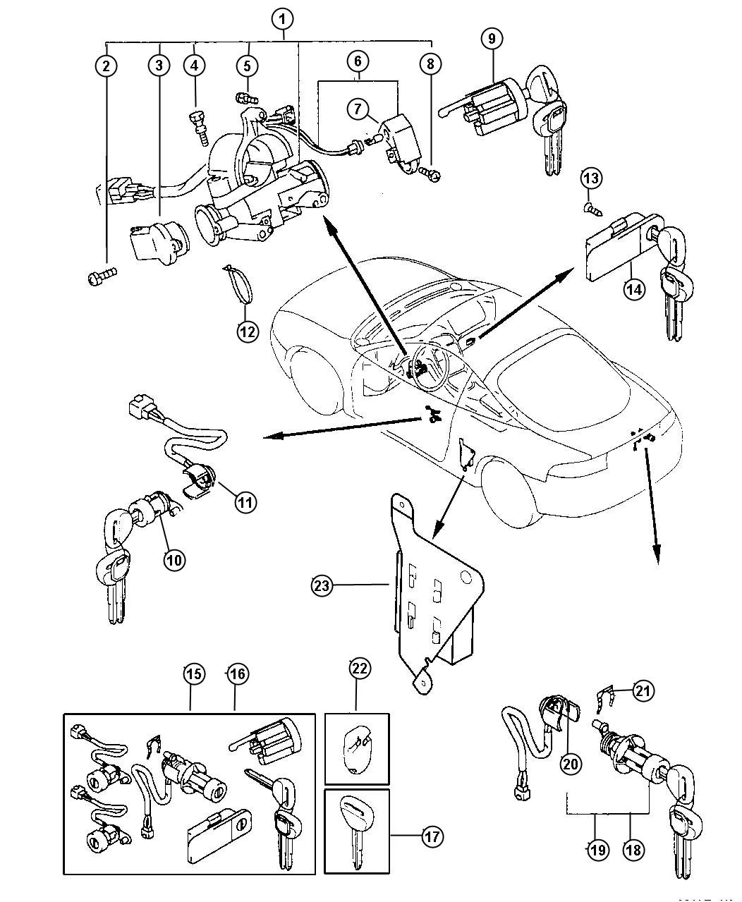 Diagram Lock Cylinder And Keys. for your 2000 Chrysler 300 M  