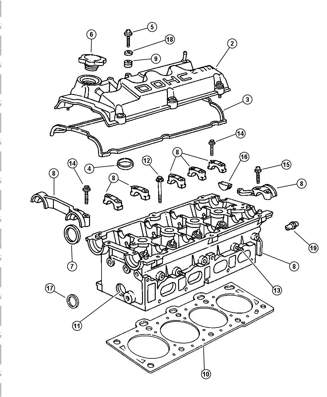 Diagram Cylinder Head 2.0L DOHC FE (ECF). for your Chrysler 300  M