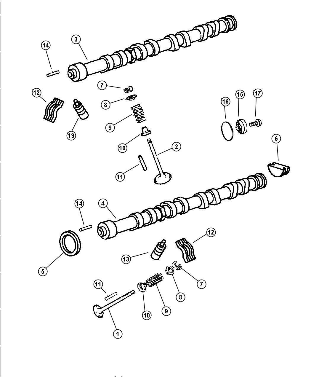 Diagram Camshaft and Valves 2.0L DOHC FE (ECF). for your Chrysler 300 M 