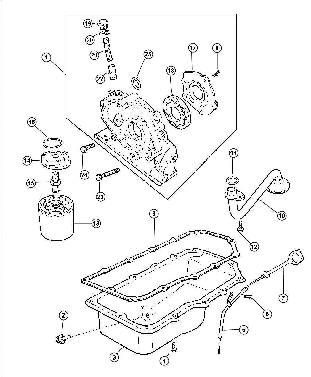 Diagram Engine Oiling 2.0L DOHC FE (ECF). for your 2001 Chrysler 300 M  