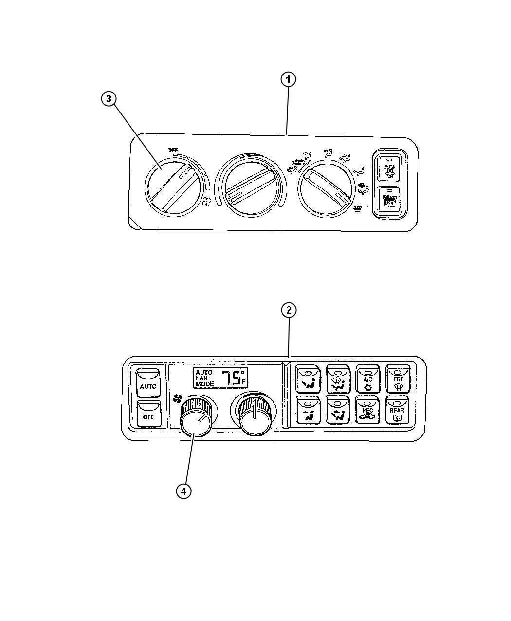 Full size assembly image of Controls, Air Conditioning And Heater. (1/1)