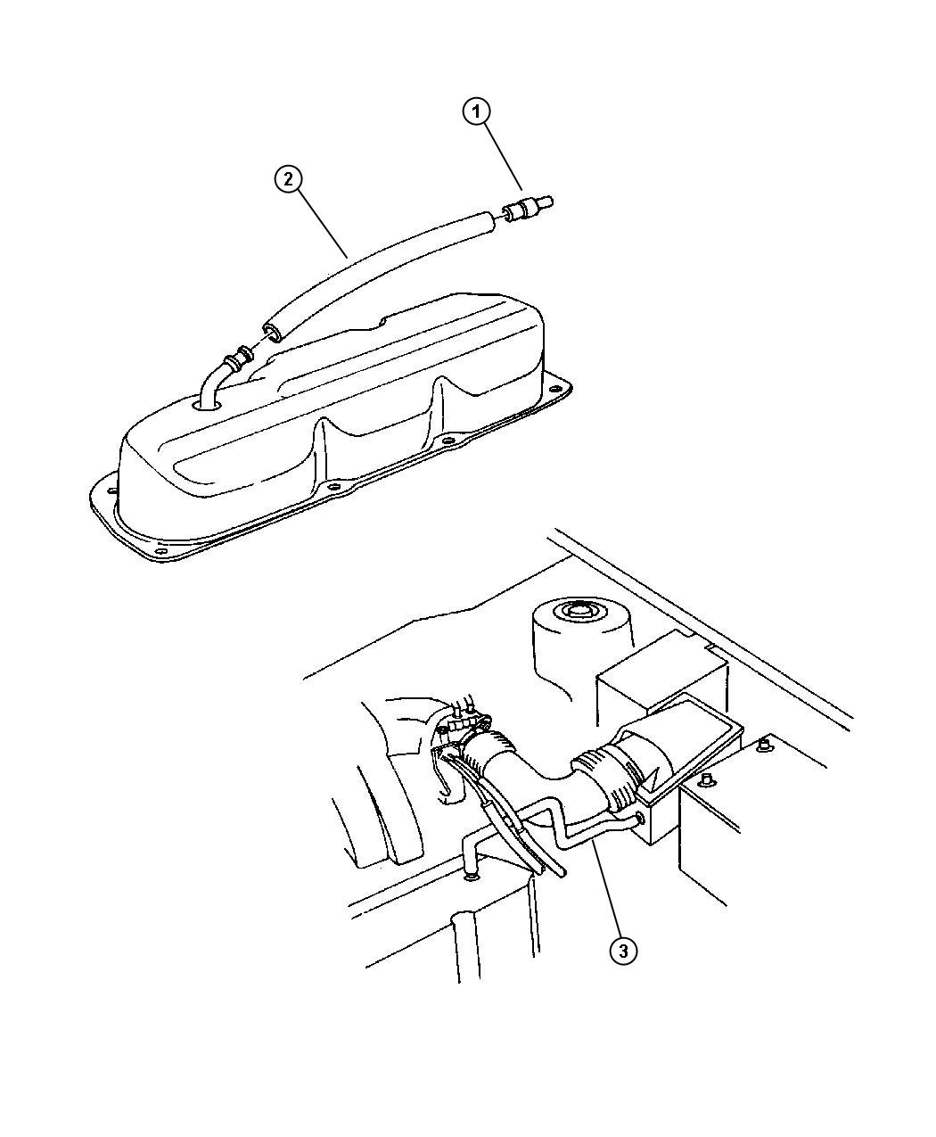 Diagram Crankcase Ventilation 3.3L V-6 Gas EGA Engine. for your 2006 Dodge Dakota   