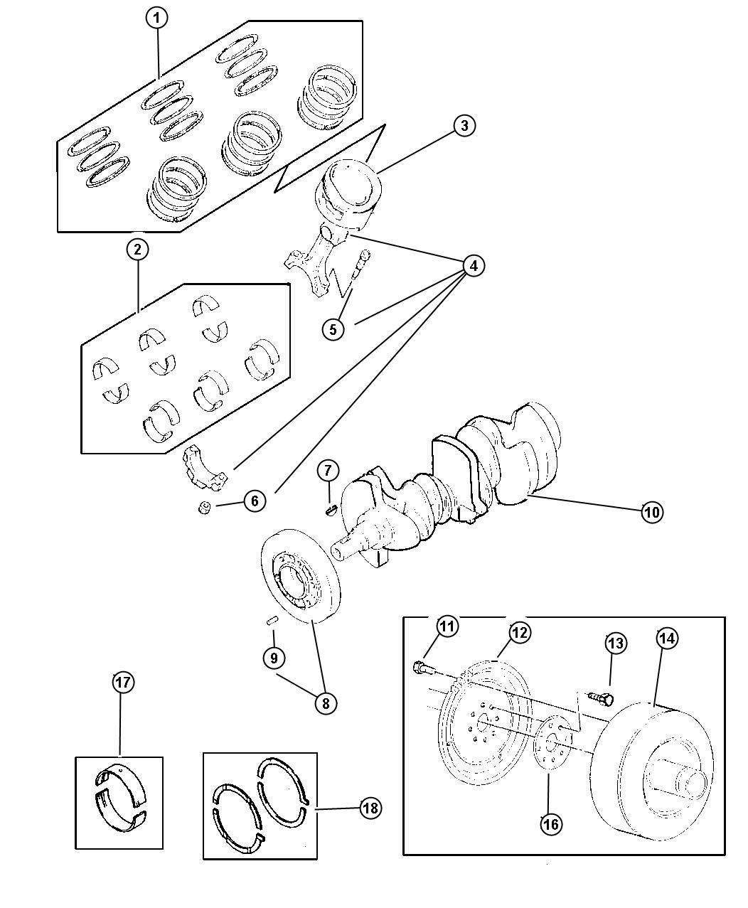 Diagram Crankshaft, Piston, And Torque Converter 3.0L Engine. for your Dodge