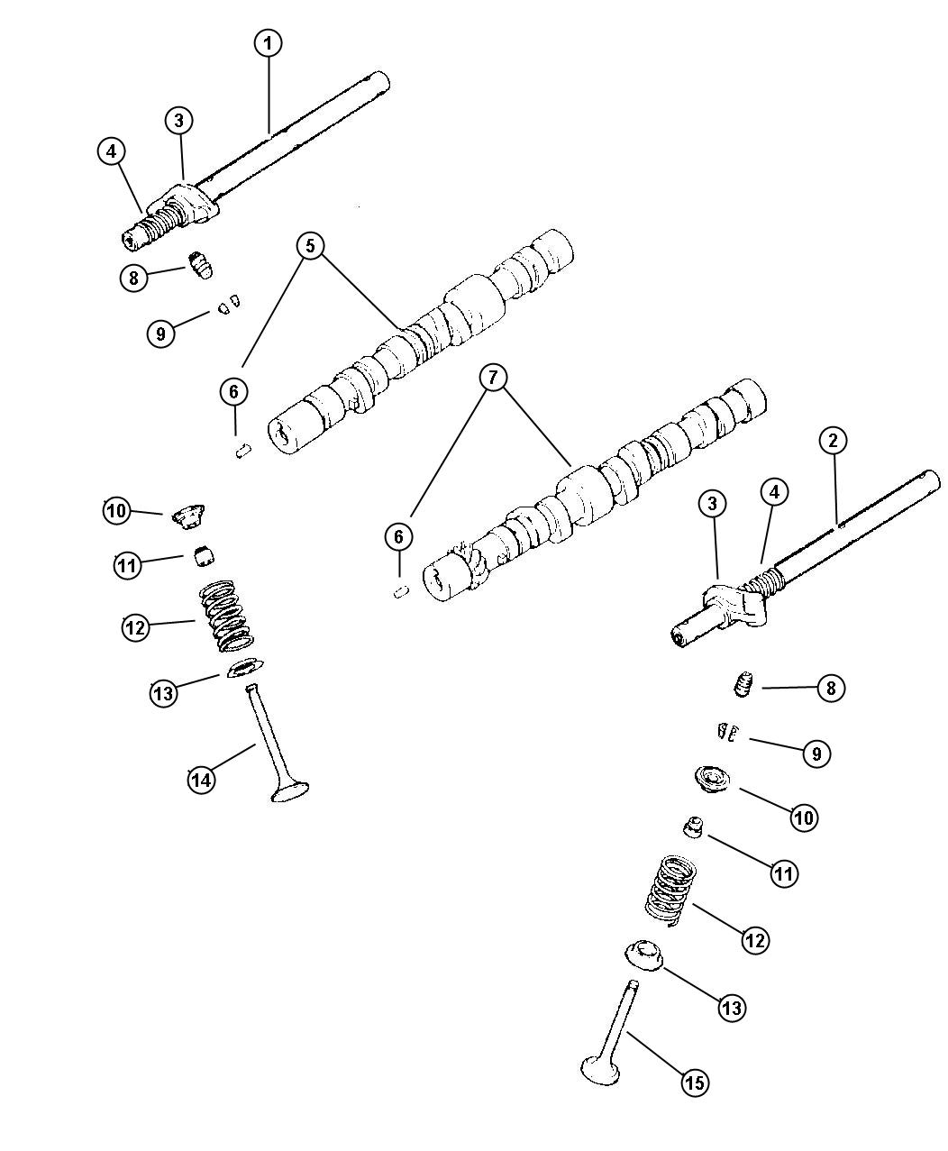 Camshaft and Valves 3.0L Engine. Diagram