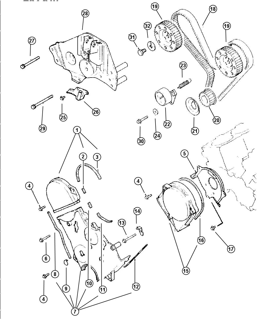 Timing Belt And Cover 3.0L Engine. Diagram