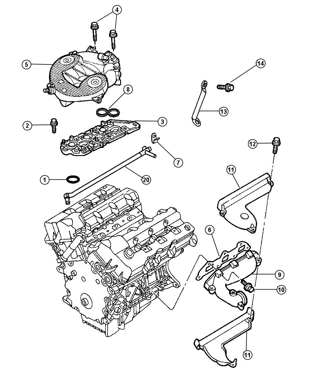 Diagram Manifold, Intake And Exhaust 2.7L Engine. for your Dodge