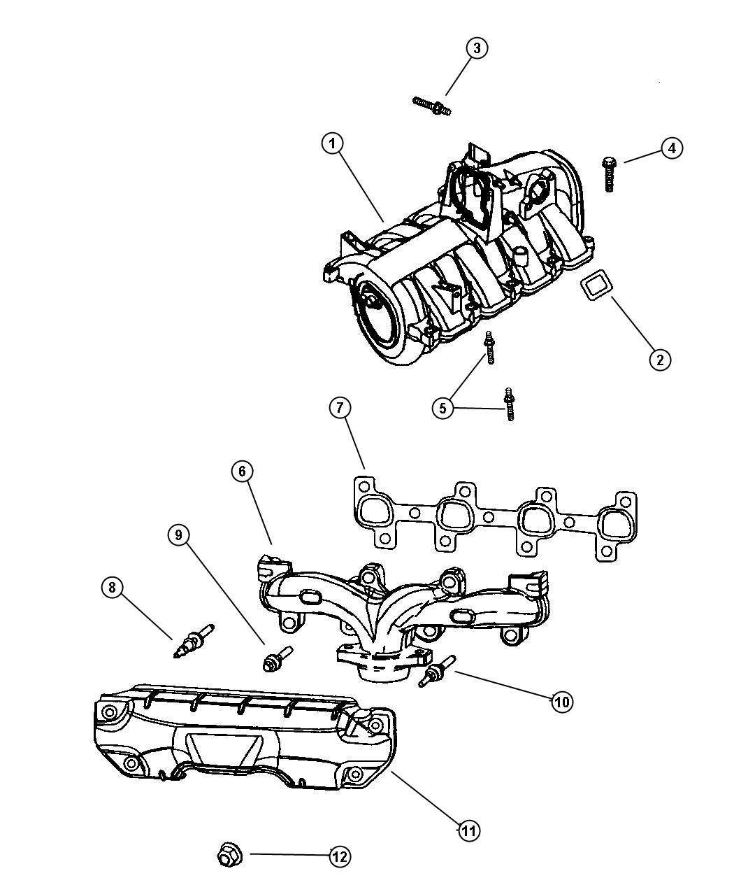 Manifold, Intake and Exhaust. Diagram