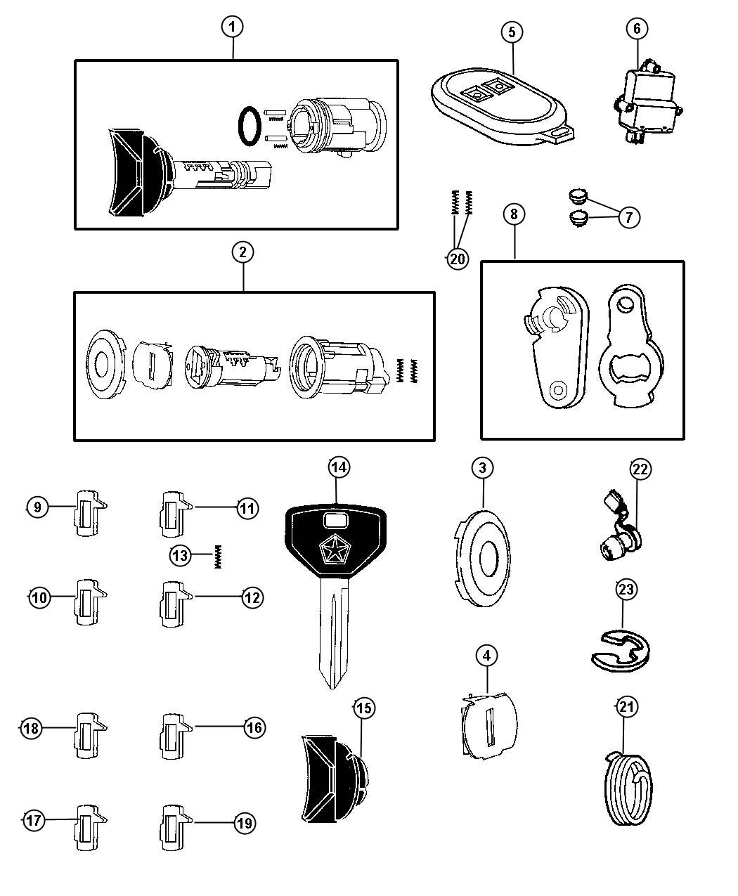 Lock Cylinders and Components. Diagram