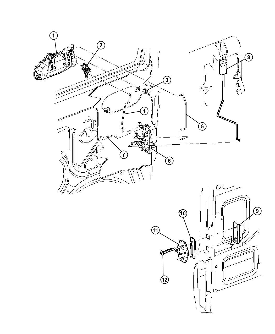 Diagram Door, Front Lock and Controls. for your Dodge