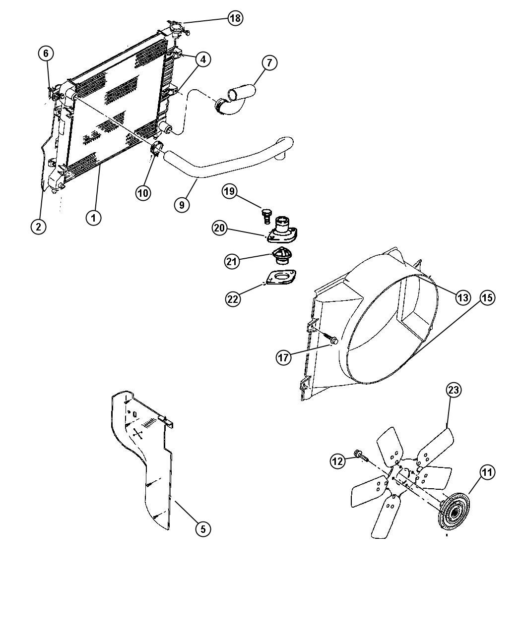 Diagram Radiator And Related Parts 3.9L Engine. for your 2011 Dodge NITRO SLT  