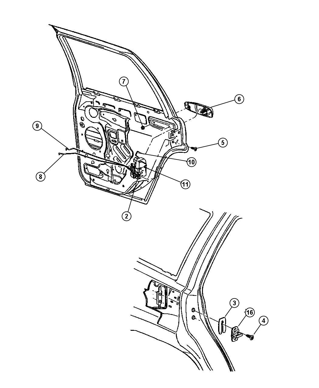 Diagram Door, Rear Lock and Controls. for your Jeep Grand Cherokee  