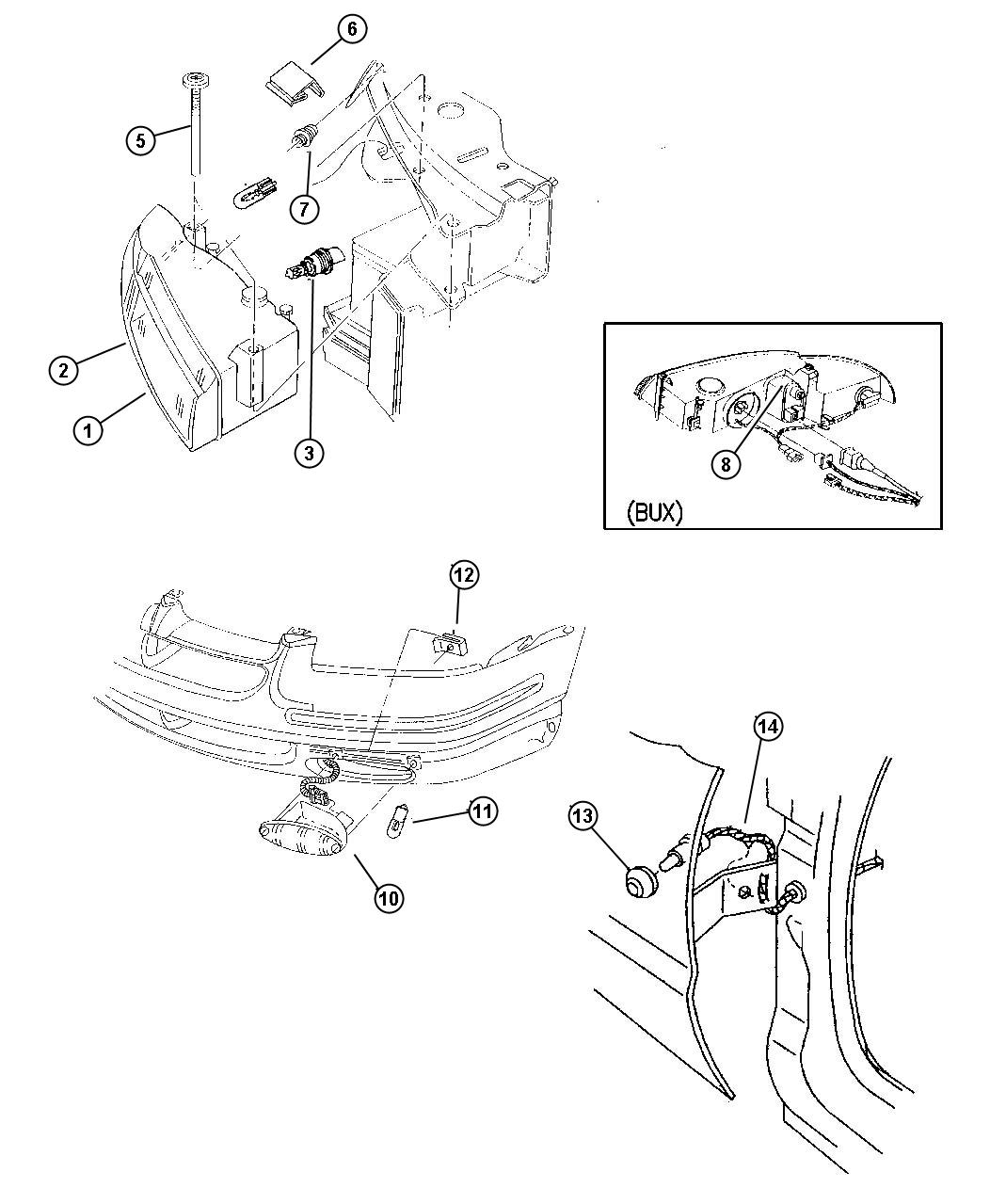 Diagram Lamps - Front. for your Dodge Stratus  