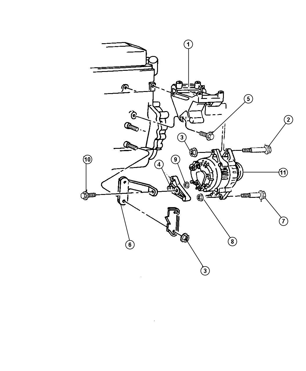 Diagram Alternator Mounting 2.5L Engine. for your 2003 Chrysler 300  M 