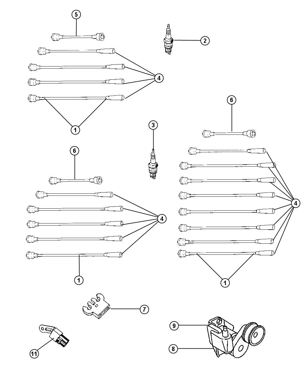 Diagram Spark Plugs - Cables - Coils. for your Chrysler 300  M