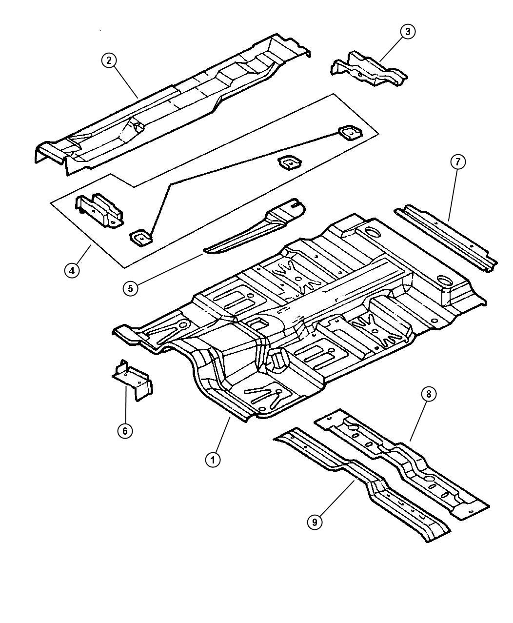 Diagram Floor Pan, Club Cab. for your Dodge