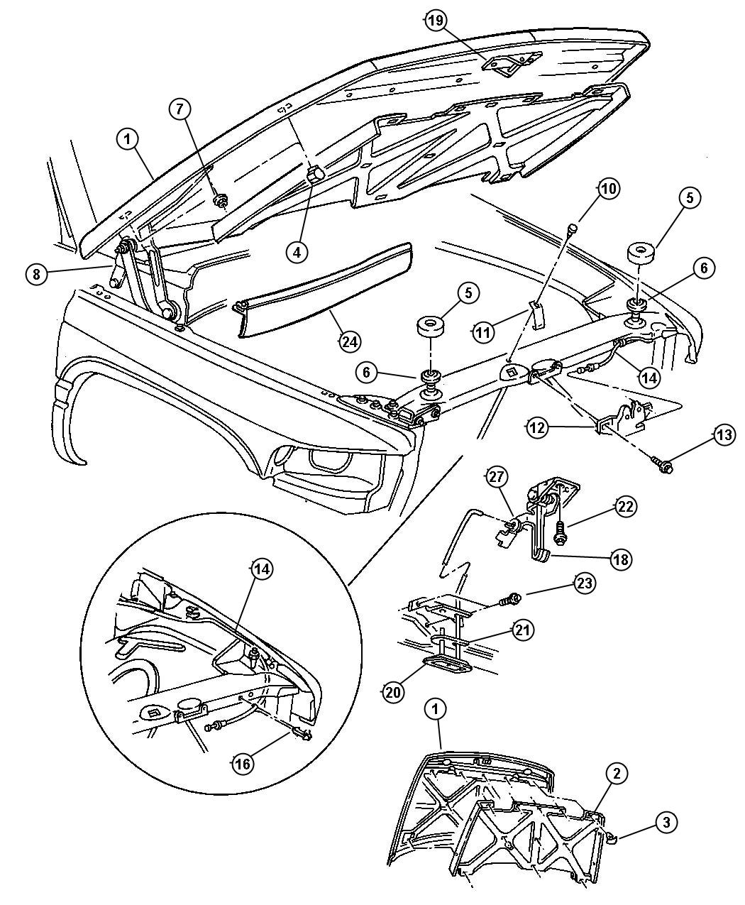 Hood and Hood Release. Diagram