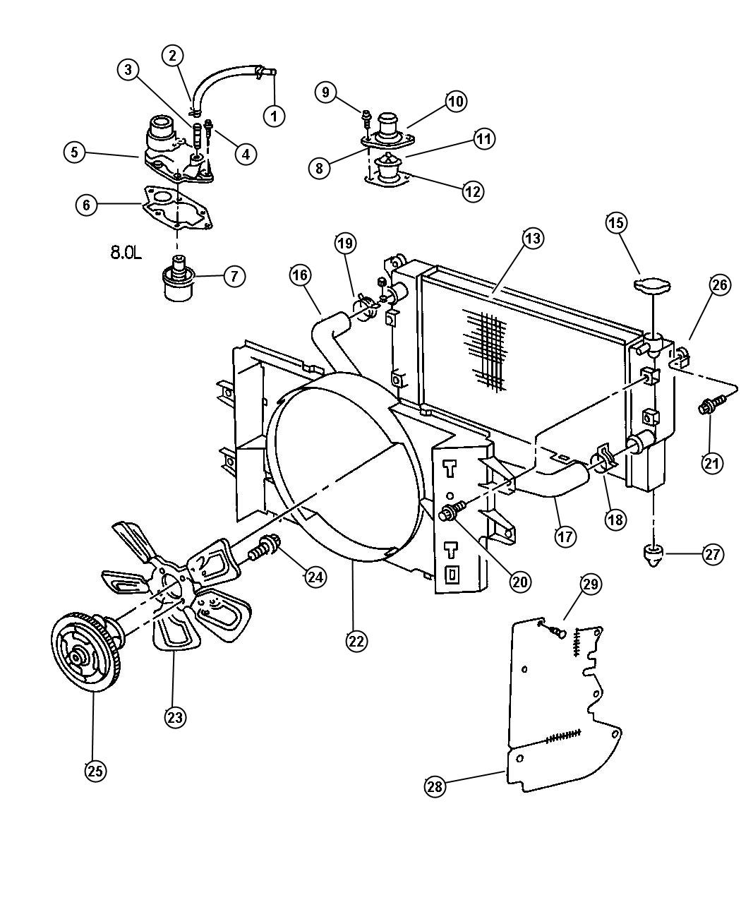 Diagram Radiator And Related Parts Gas Engines. for your Chrysler 300  M