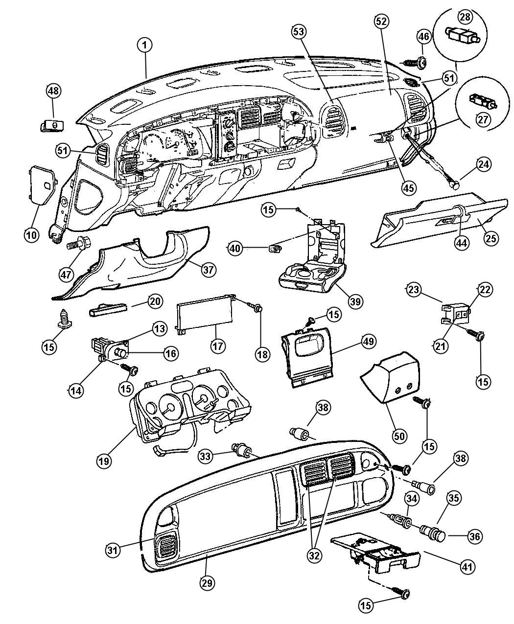 Diagram Instrument Panel. for your 1999 Dodge Dakota   