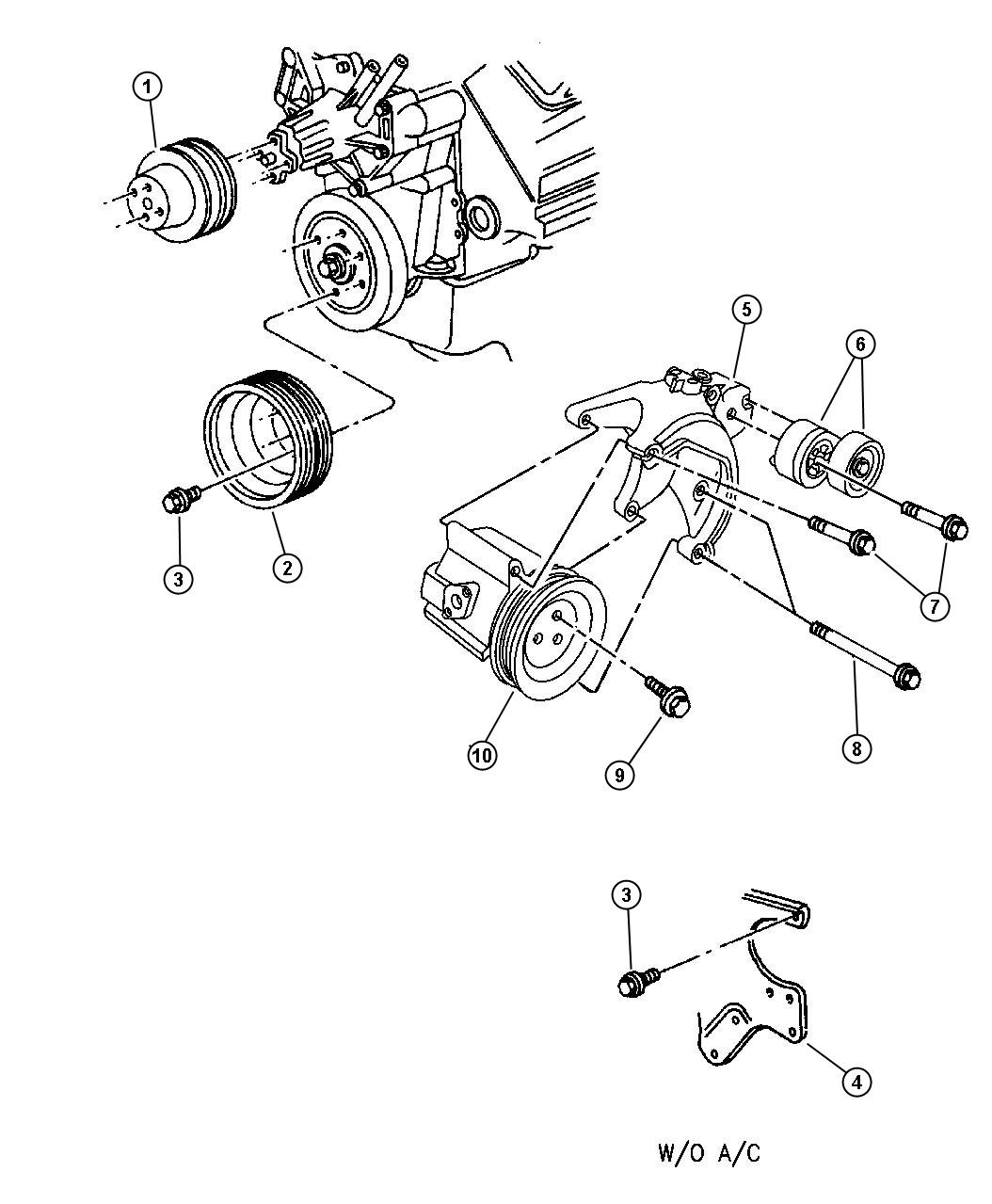 Diagram Drive Pulleys 5.9 Hd Engine. for your 2001 Chrysler 300  M 