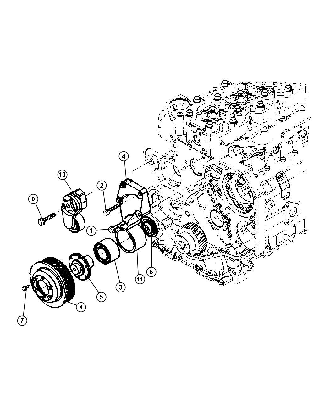 Diagram Drive Pulleys Encore Diesel Engine. for your 2012 Ram 2500 5.7L HEMI V8 M/T 4WD Outdoorsman Crew Cab 