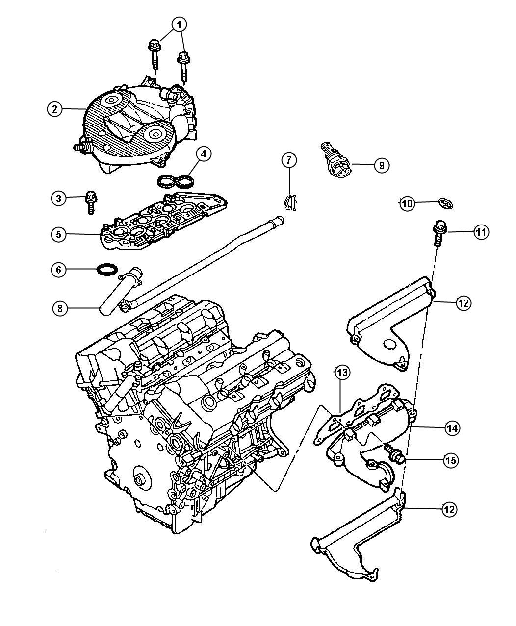 Diagram Manifold, Intake and Exhaust 2.7L Engine. for your Dodge