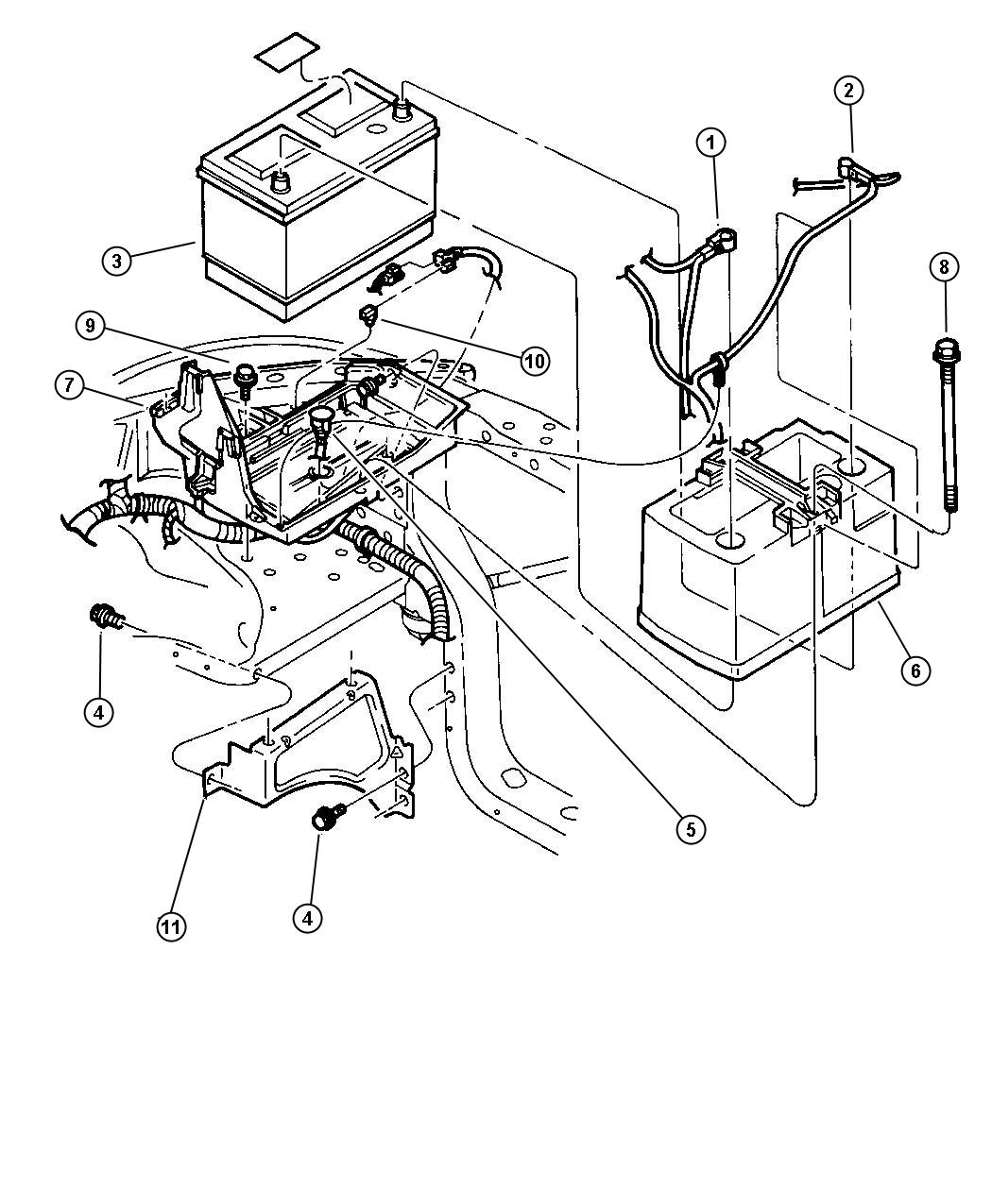 Diagram Battery Tray and Cables. for your 2004 Chrysler 300  M 