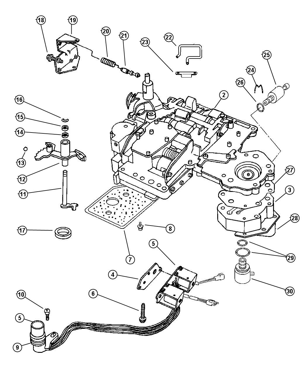 Valve Body, 4 Speed, 46RE [TRANSMISSION - 4-SPD. AUTOMATIC,46RE]. Diagram