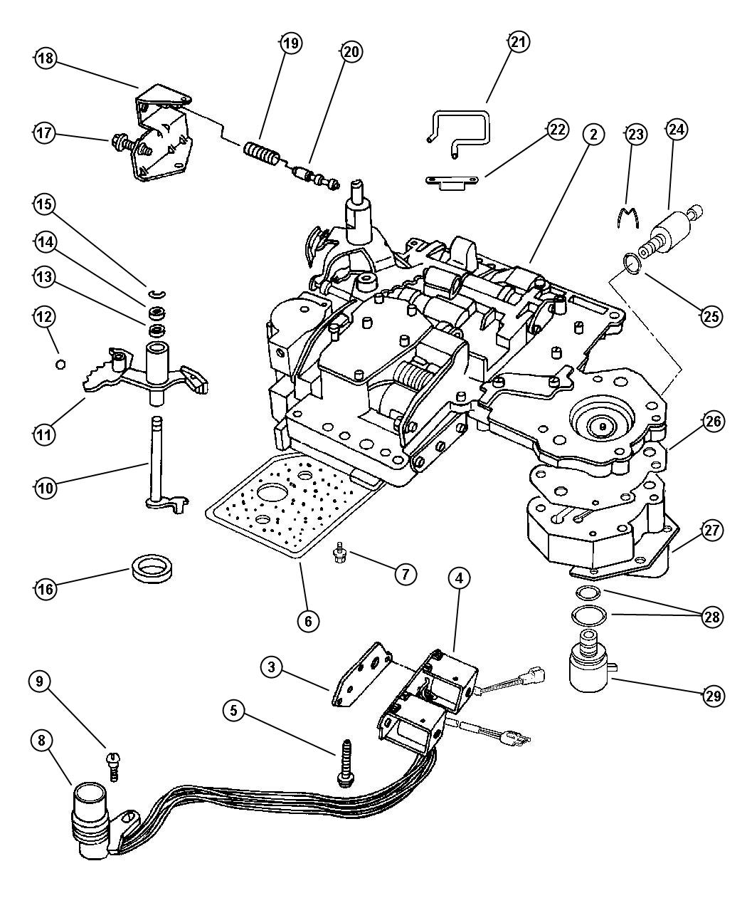 Valve Body, 4 Speed, 47RE. Diagram