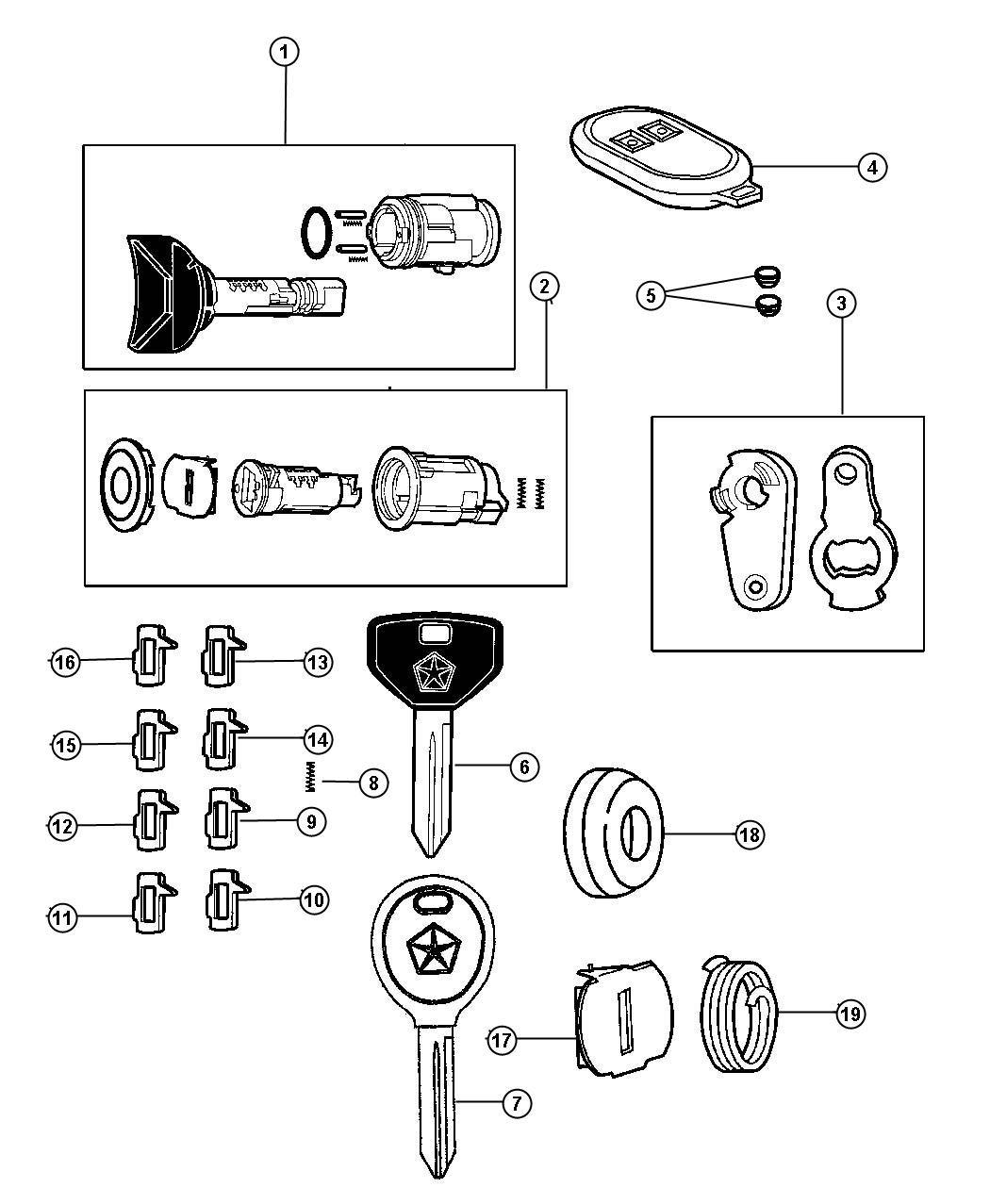 Diagram Lock Cylinder and Keys. for your 2013 Ram 1500   