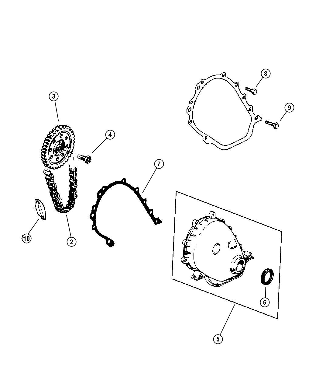 Diagram Timing Gear and Cover. for your 2002 Chrysler 300  M 