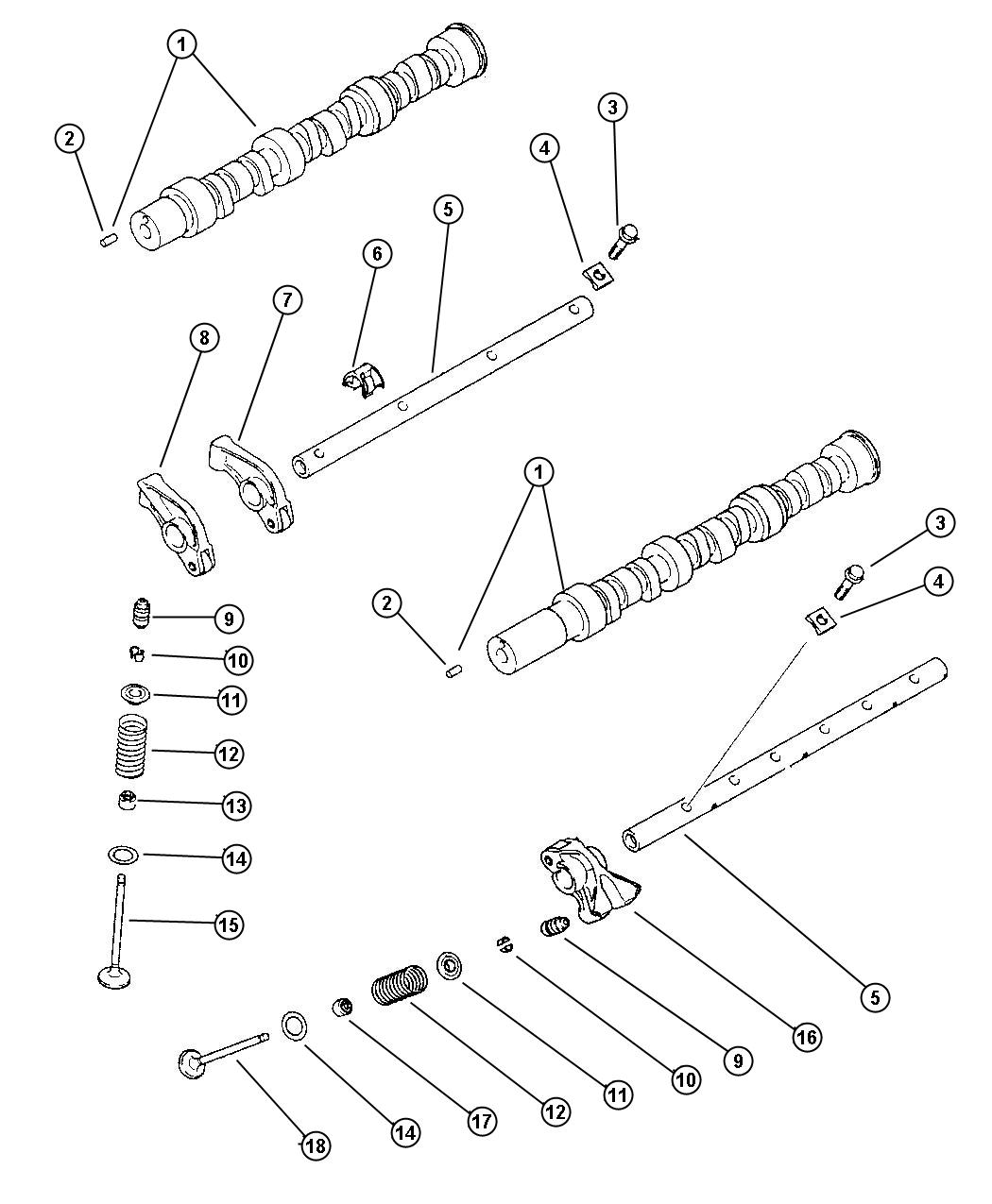 Camshaft and Valves 2.5L V - 6 SOHC (EEB). Diagram