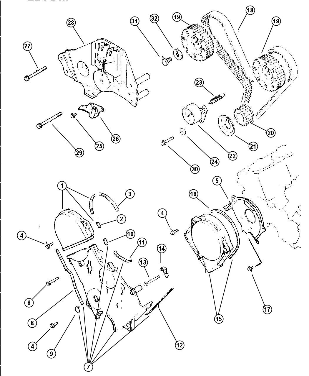 Diagram Timing Belt and Cover 3.0L EFA Engine. for your Chrysler