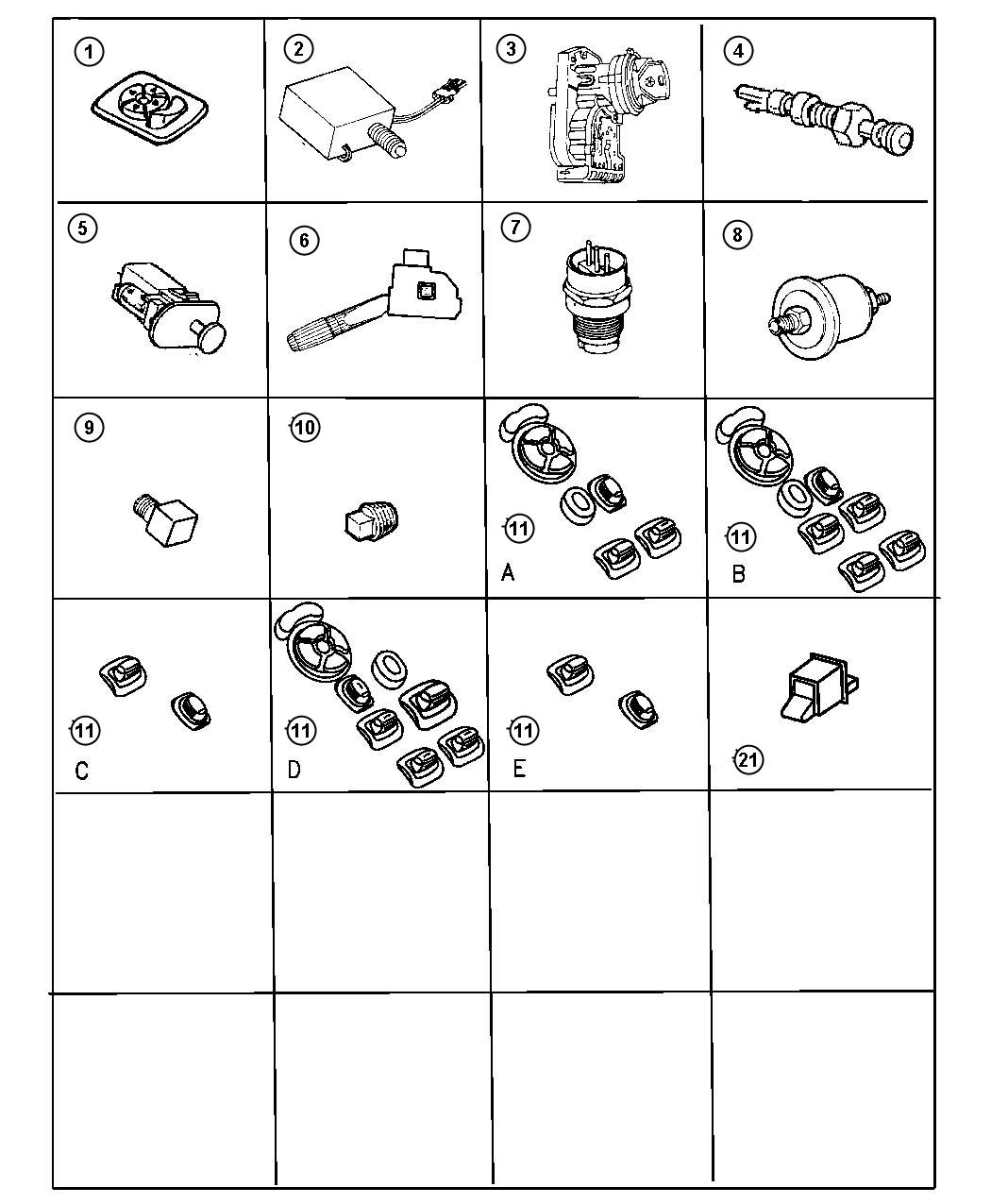 Diagram Switches and Sending Units. for your 1997 Dodge Avenger   