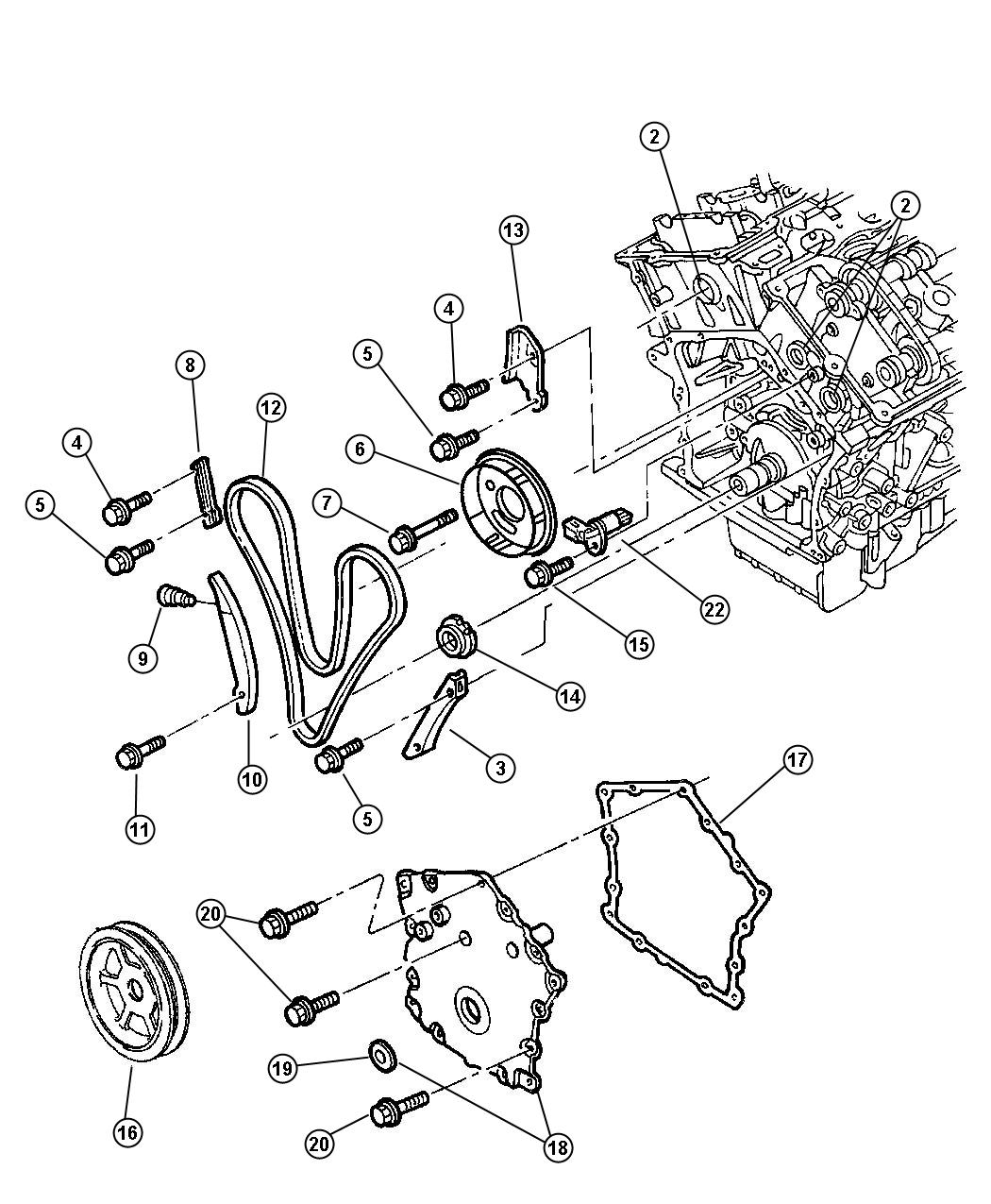 Diagram Timing Chain And Cover 2.7L Engine. for your Dodge Journey  