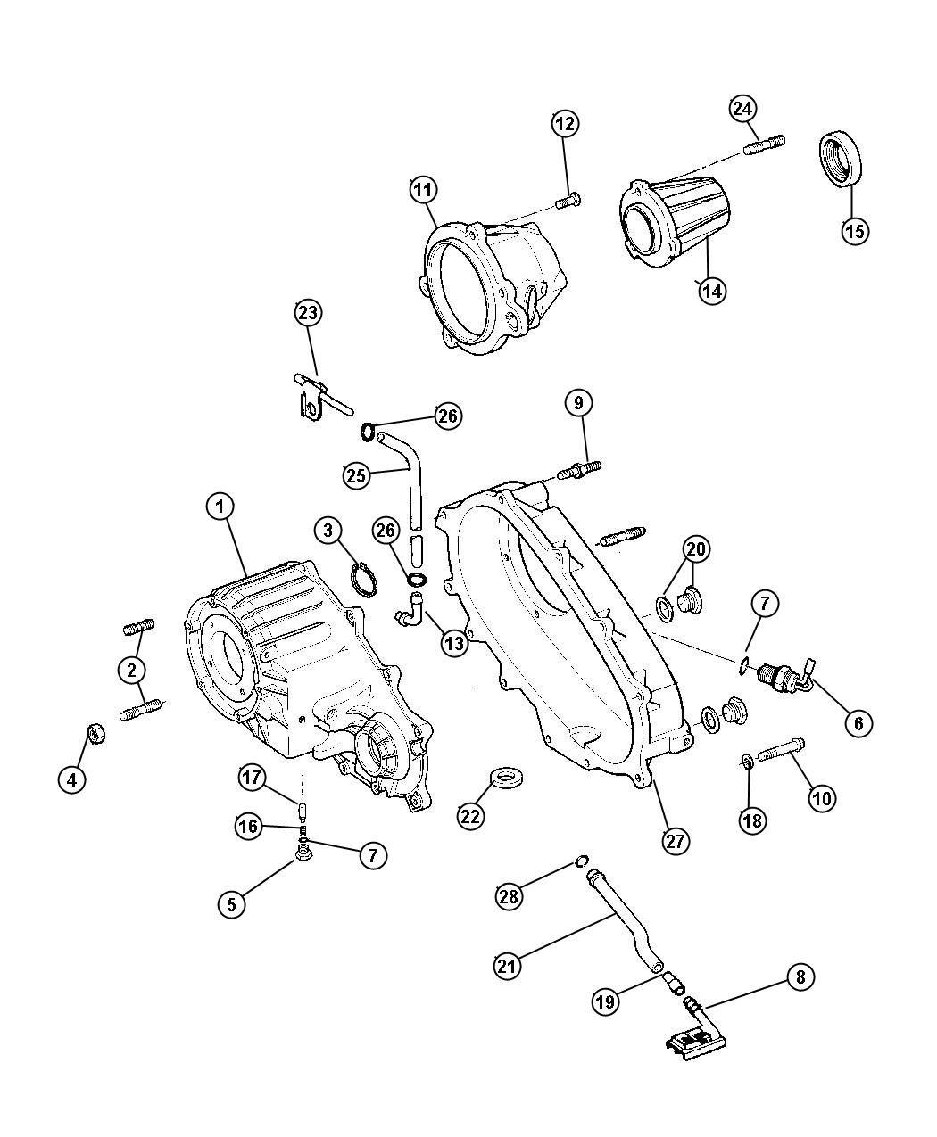 Diagram Case And Related Parts (DHK) Shift on the Fly. for your Dodge Ram 3500  