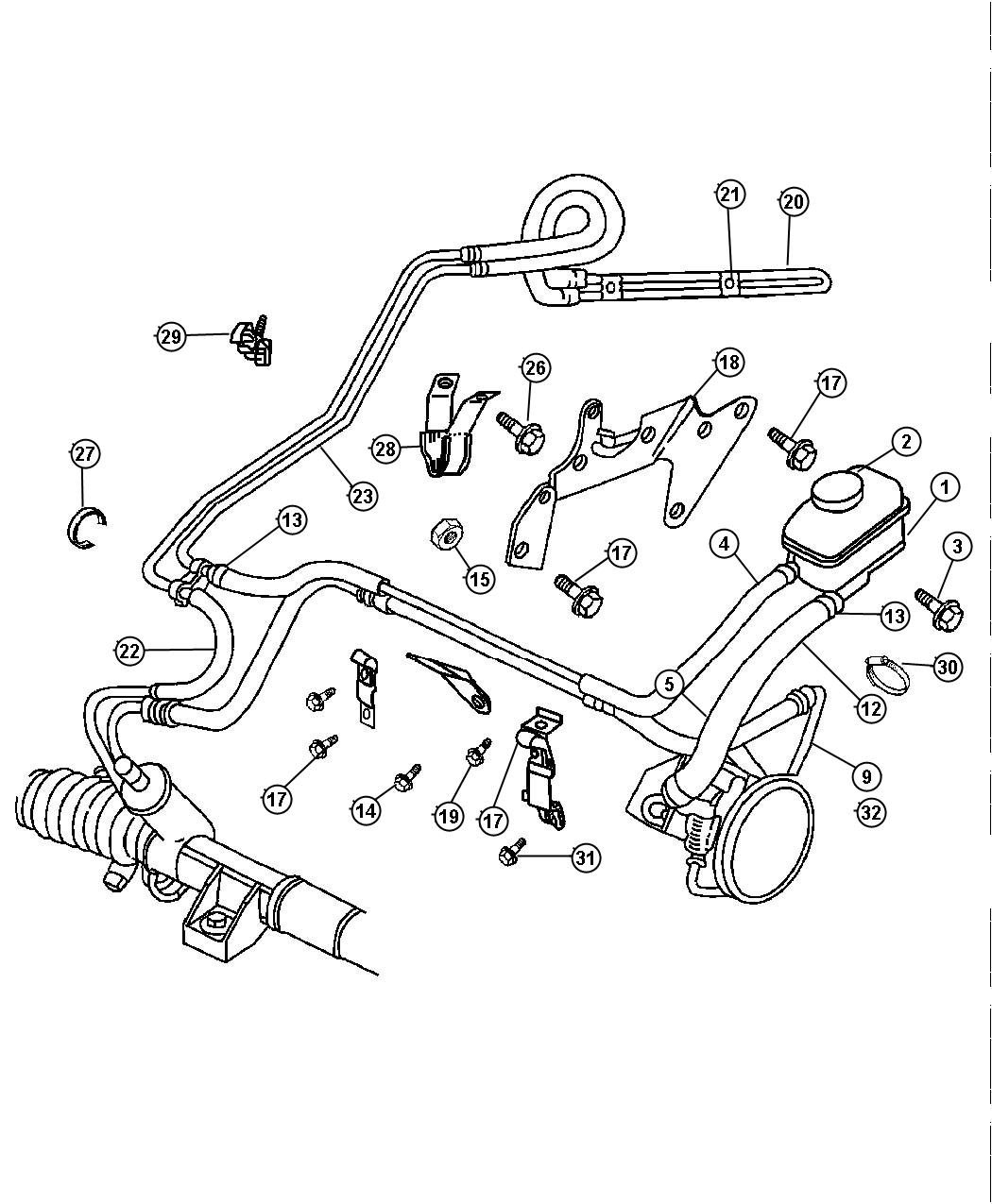 Diagram Hoses, Power Steering. for your 1998 Dodge Caravan   