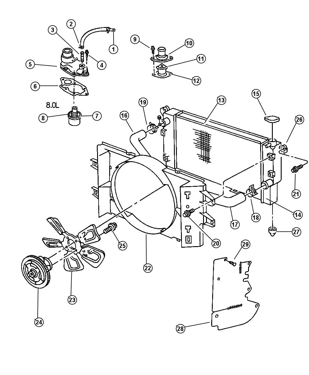 Diagram Radiator And Related Parts Gas Engines. for your Chrysler 300  M