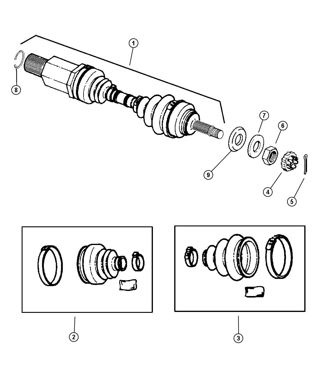 Diagram Shaft, Front Drive. for your Dodge Caravan  