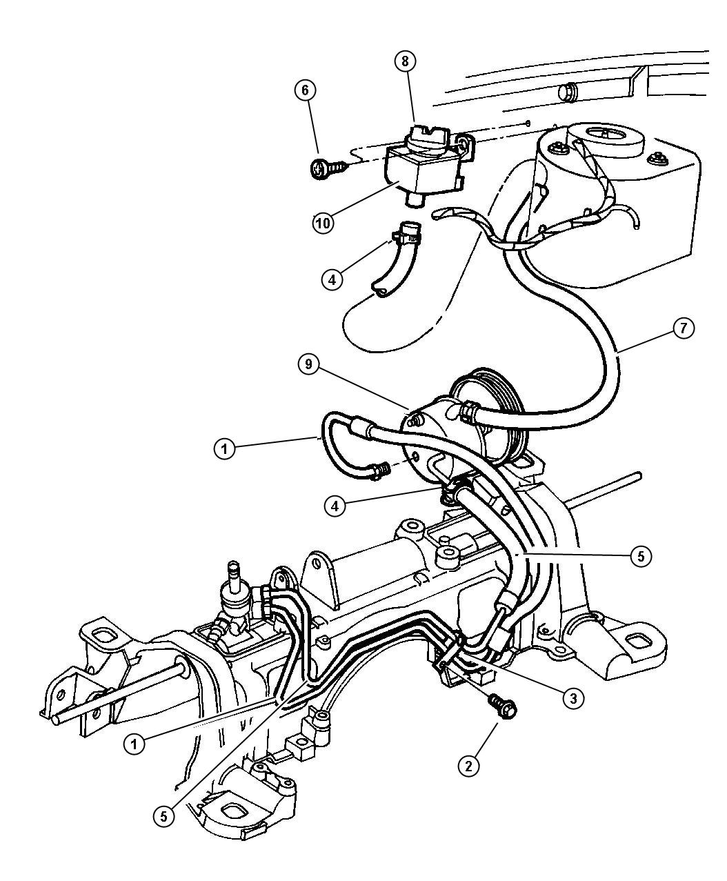 Diagram Hoses, Power Steering. for your Dodge Grand Caravan  