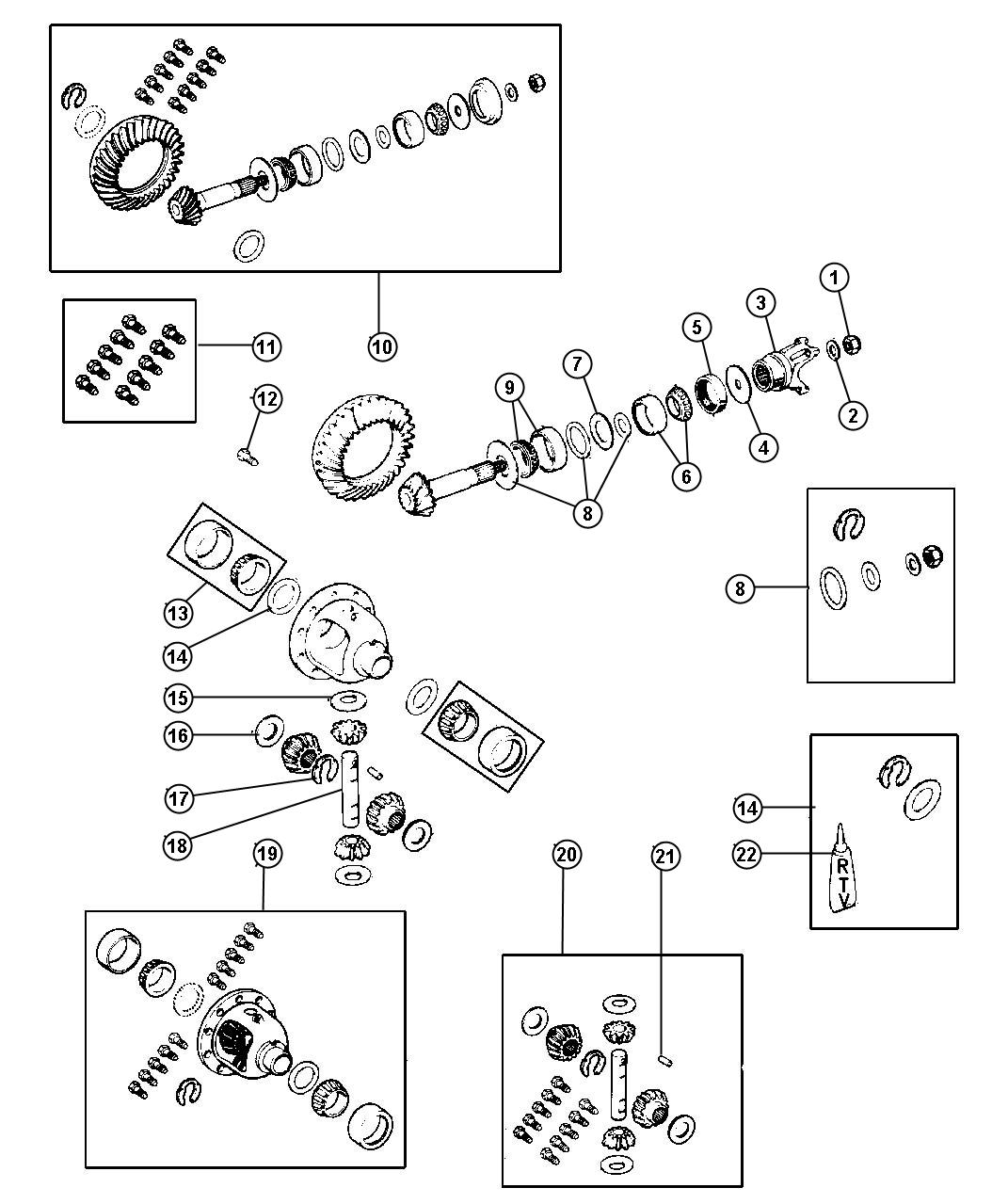 Diagram Differential, Front Axle. for your Jeep Wrangler  