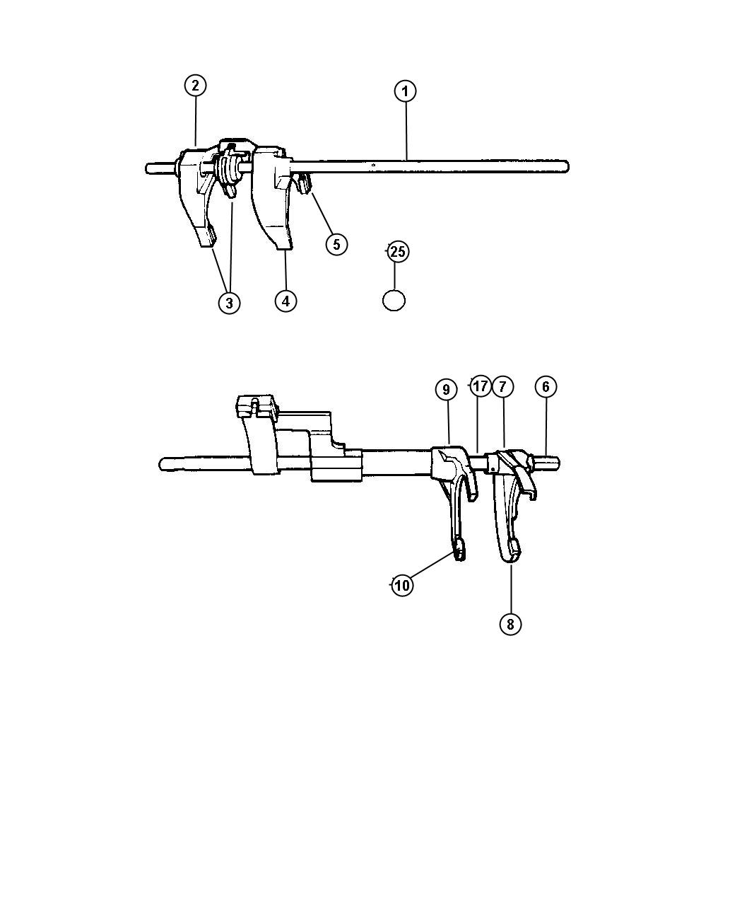 Diagram Shift Forks, Rails, Miscellaneous Parts. for your 2018 Chrysler 300 S 3.6L V6 AWD 