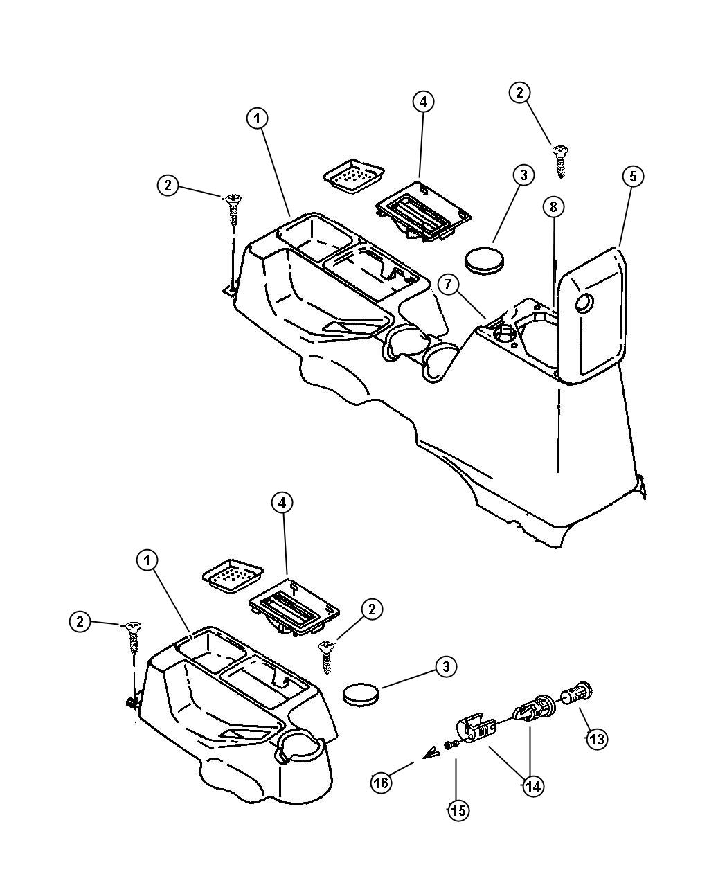 Diagram Consoles Full and Mini. for your Jeep Gladiator  