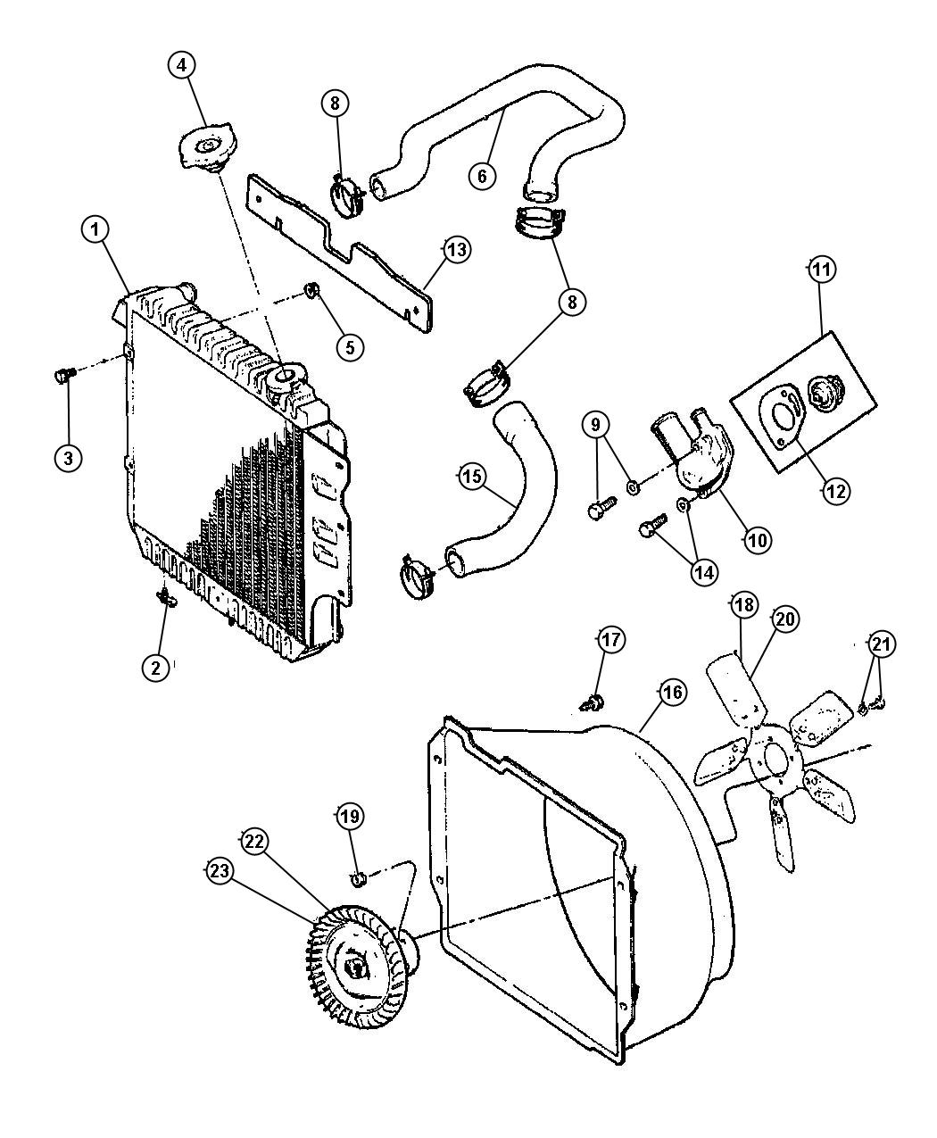 Diagram Radiator And Related Parts. for your 2021 Jeep Wrangler   