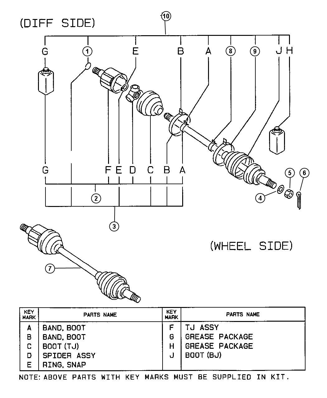 Front Axle Drive Shaft - Left. Diagram