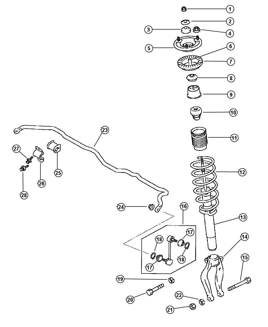 Diagram Front Suspension Strut and Spring. for your 2003 Chrysler 300  M 