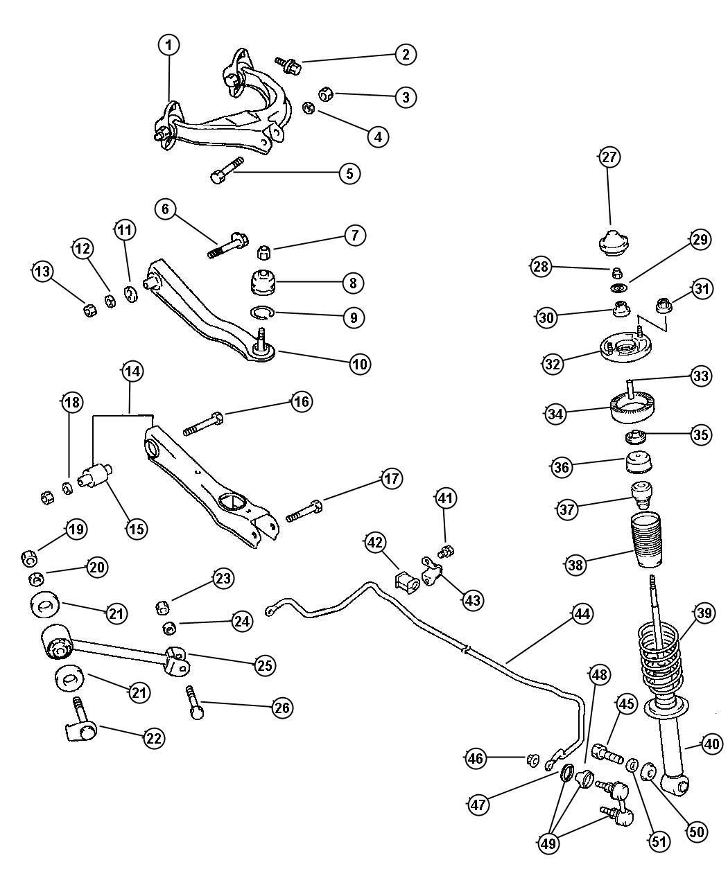 Diagram Suspension, Rear. for your 2003 Chrysler 300  M 