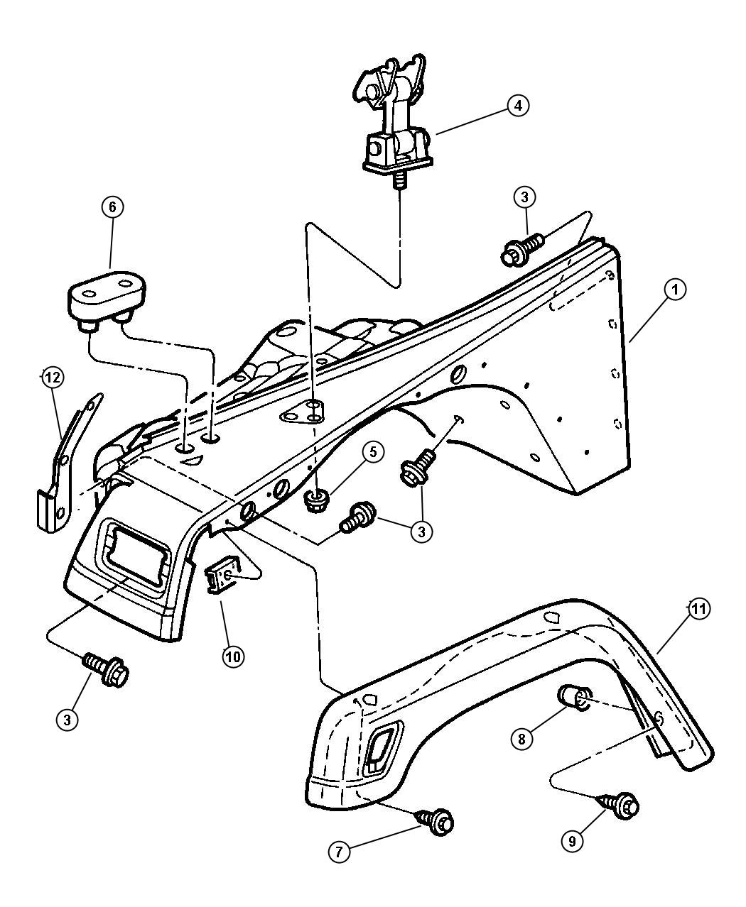 Diagram Fender And Flare, Front. for your Jeep Wrangler  