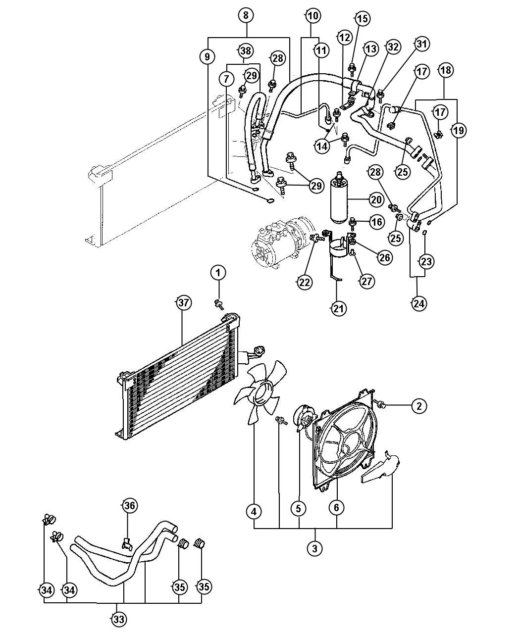 Diagram Condenser, Plumbing and Hoses. for your Chrysler 300  M